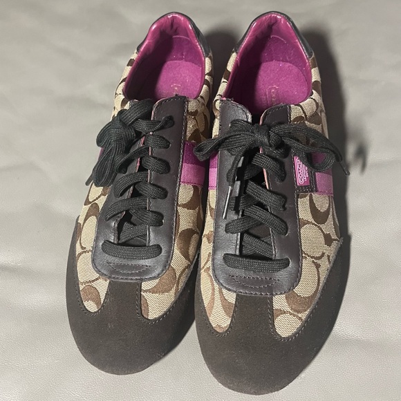 Coach Joss Sneakers. Worn ones like new condition. Brown with Purple Accents. - Picture 2 of 7